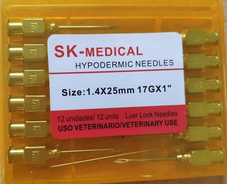 Голки ветеринарні багаторазові 17G 1,4х25 мм, 12 шт/упак SKM 17G фото