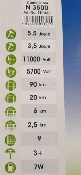 Генератор импульсов для электропастуха Corral Super N3500, 5.5 Дж, 220V N 3500 фото