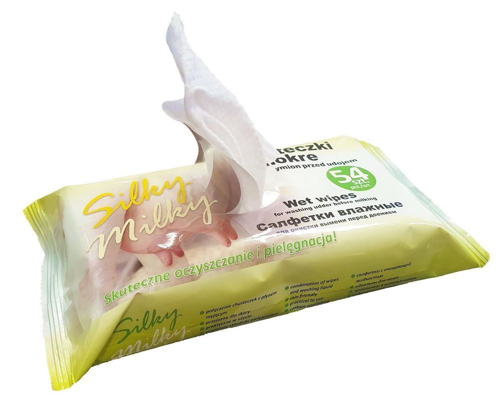 Вологі серветки Silky Milky для очищення і гігієни вимені, упаковка 54 шт 1520125676 фото