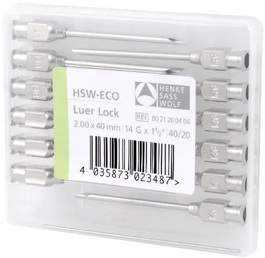 Голка ветеринарна многразова 14G 2,2 x 35 мм LL HSW-ECO, 12 шт./упак 2107649343 фото